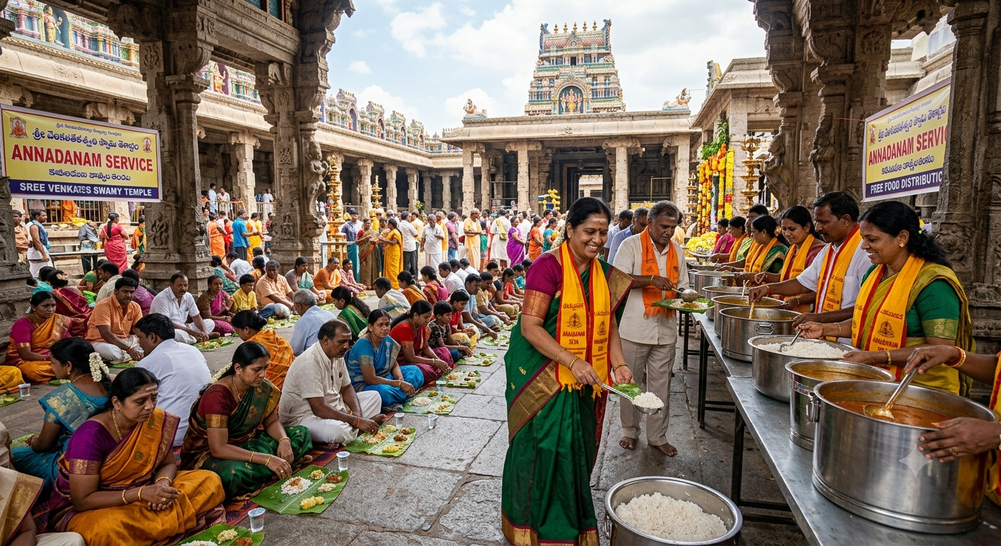 Free Food Distribution (Annadhanam Seva)